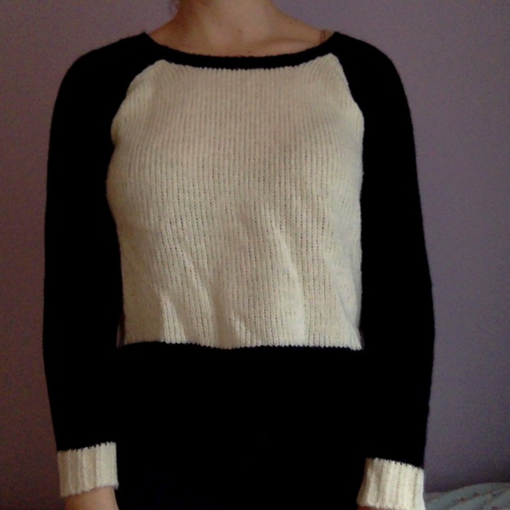 Color block cropped sweater